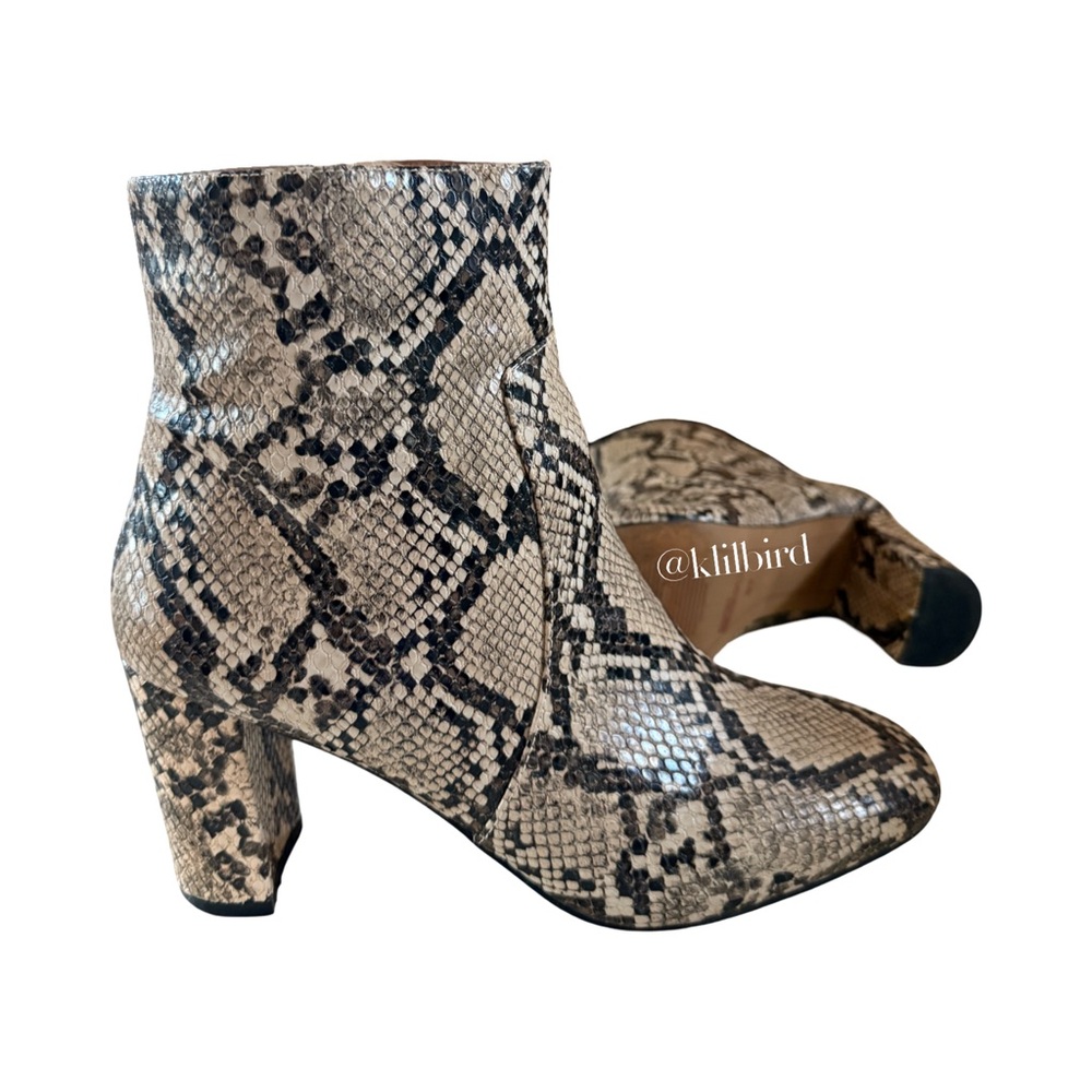 Matiko Snakeskin Ankle Boots Size 37 6.5 | Block Heel | Chic Statement - Picture 4 of 15